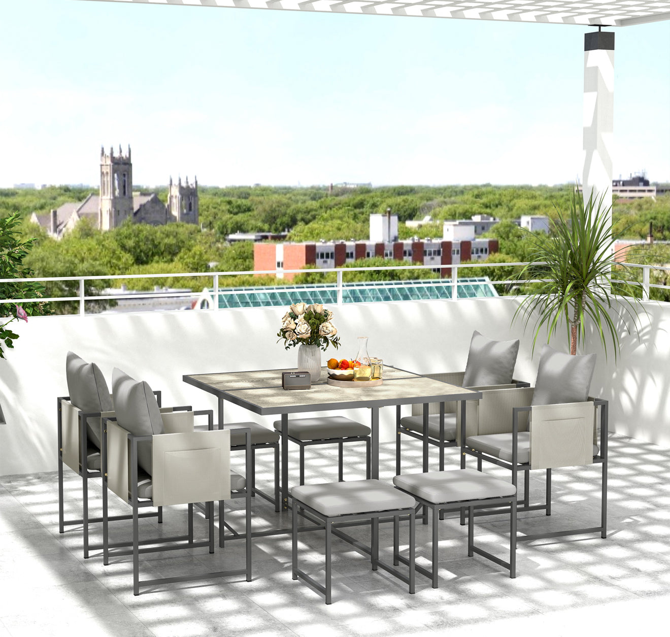 Nine-Piece Steel Frame Garden Dining Set - Grey RAFFLE - THIS WILL CLOSE SUNDAY 24th AUGUST