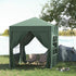 2 x 2 m Garden Pop Up Gazebo, Wedding Party Tent Marquee, Water Resistant Awning Canopy with Sidewalls, Windows, Carry Bag, Green