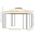 3(m) x 3(m) Garden Gazebo, Double Roof Outdoor Gazebo Canopy Shelter with Netting, Solid Steel Frame, for Garden, Lawn and Deck, Beige