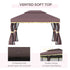 3 x 4m Aluminium Garden Gazebo, Marquee Canopy Shelter Pavilion Party Tent with Nets and Curtains for Garden and Deck, Coffee