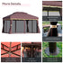 3 x 4m Aluminium Garden Gazebo, Marquee Canopy Shelter Pavilion Party Tent with Nets and Curtains for Garden and Deck, Coffee