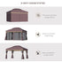 3 x 4m Aluminium Garden Gazebo, Marquee Canopy Shelter Pavilion Party Tent with Nets and Curtains for Garden and Deck, Coffee