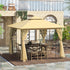 3(m) x 3(m) Garden Gazebo, Double Roof Outdoor Gazebo Canopy Shelter with Netting, Solid Steel Frame, for Garden, Lawn and Deck, Beige