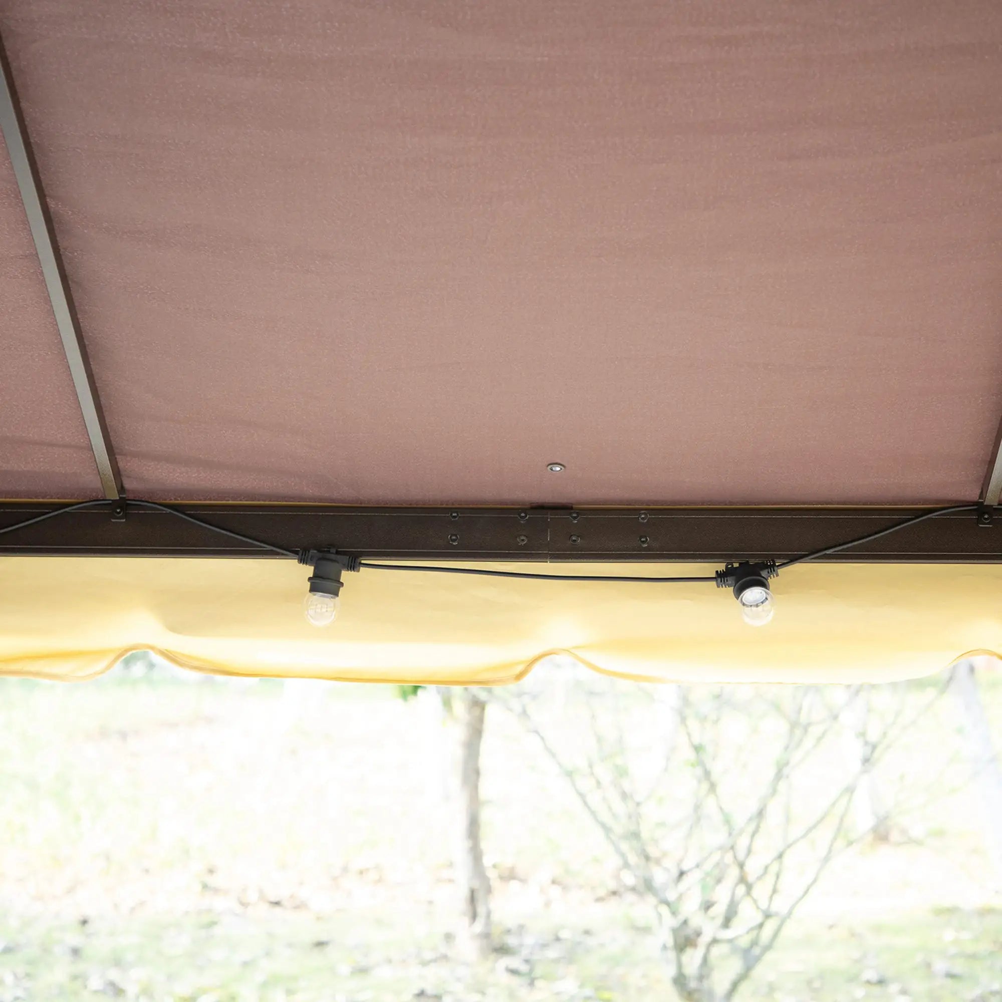 3 x 4m Aluminium Garden Gazebo, Marquee Canopy Shelter Pavilion Party Tent with Nets and Curtains for Garden and Deck, Coffee