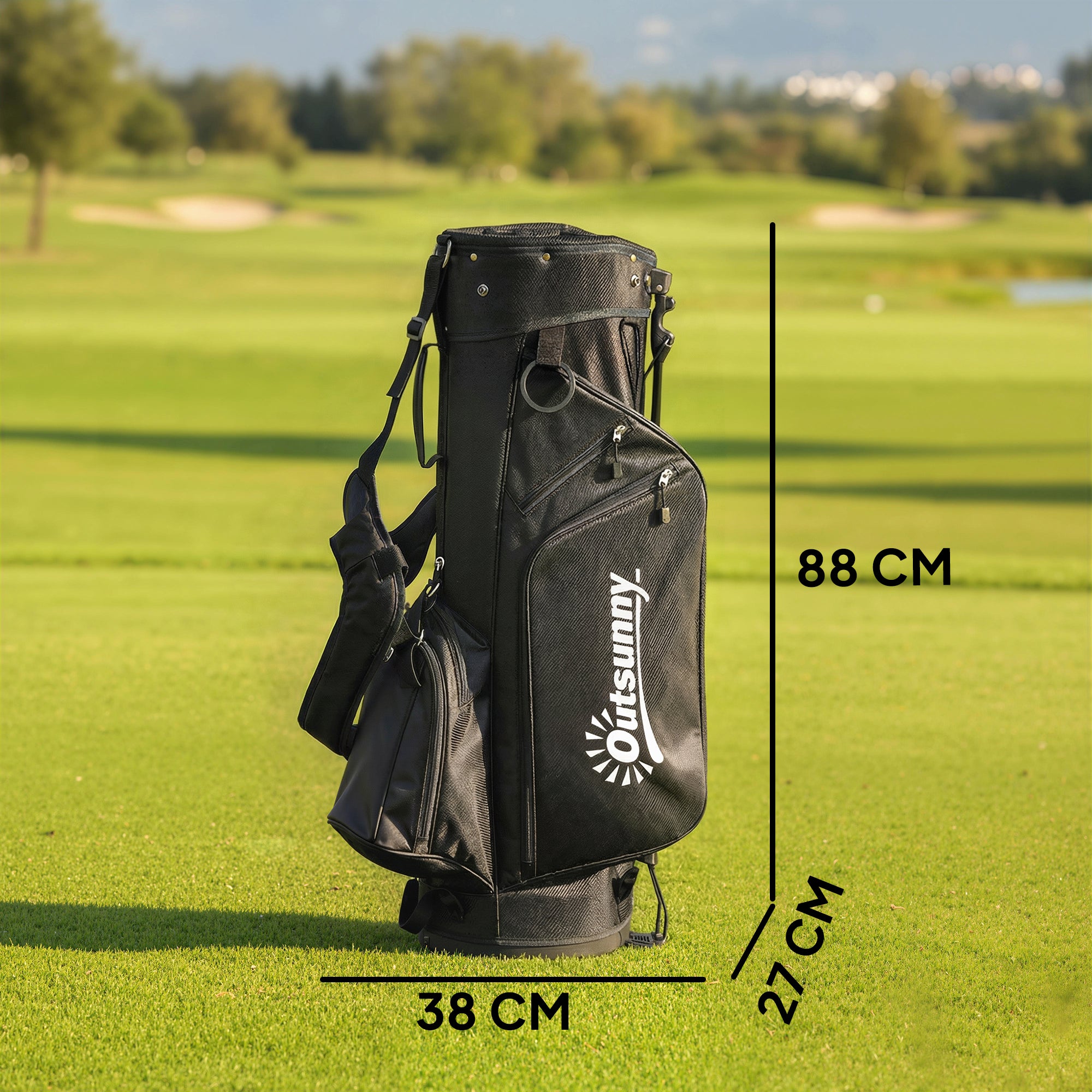 Outsunny Golf Stand Bag 6 Way Full-Length Dividers, Waterproof Golf Bag Grey