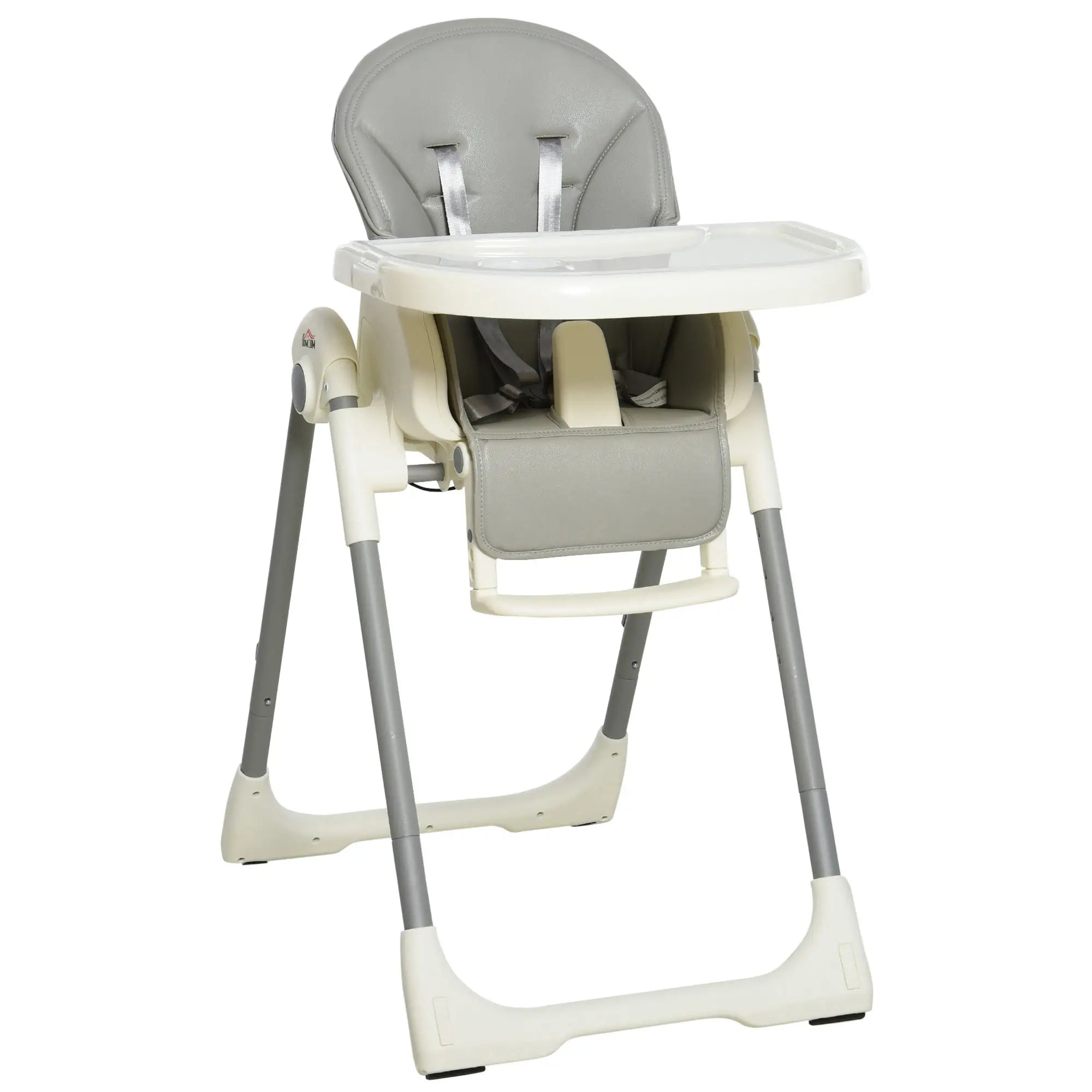 Foldable Baby High Chair Convertible Feeding Chair Height Adjustable with Adjustable Backrest Footrest and Removable Tray 5 Point Safety Harness for Kids 6 - 36 Months Grey