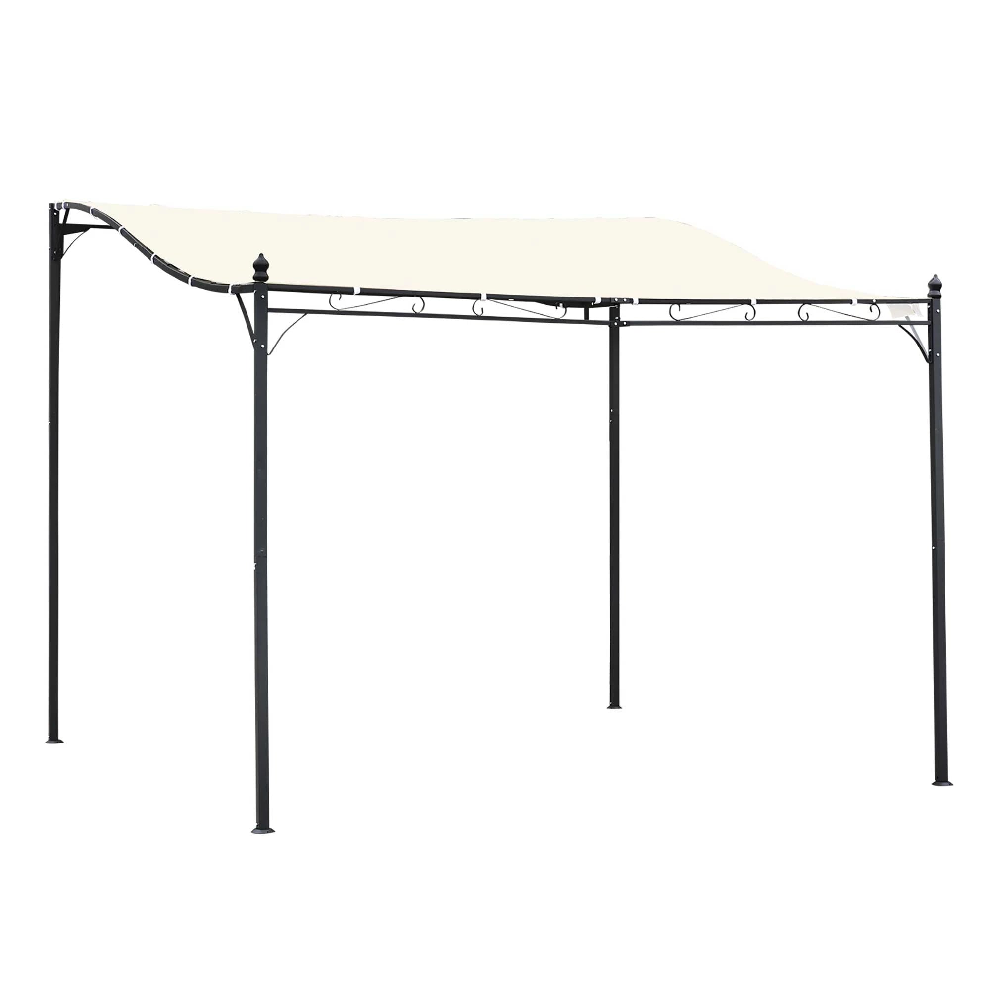 3x3 m Wall Mounted Garden Porch-Black/Cream White