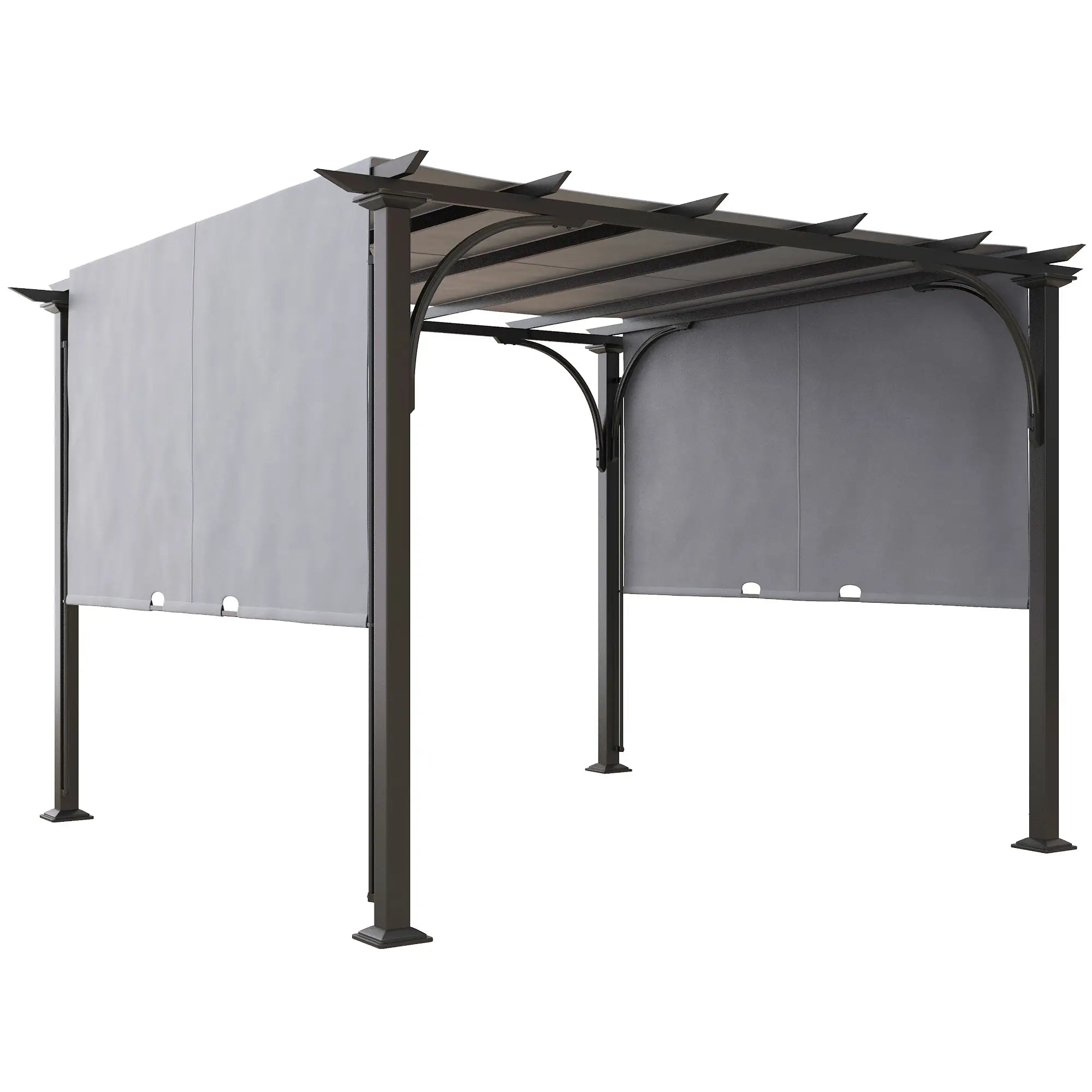 3 x 3(m) Outdoor Pergola, Garden Pergola Gazebo with Adjustable Canopy, Grey