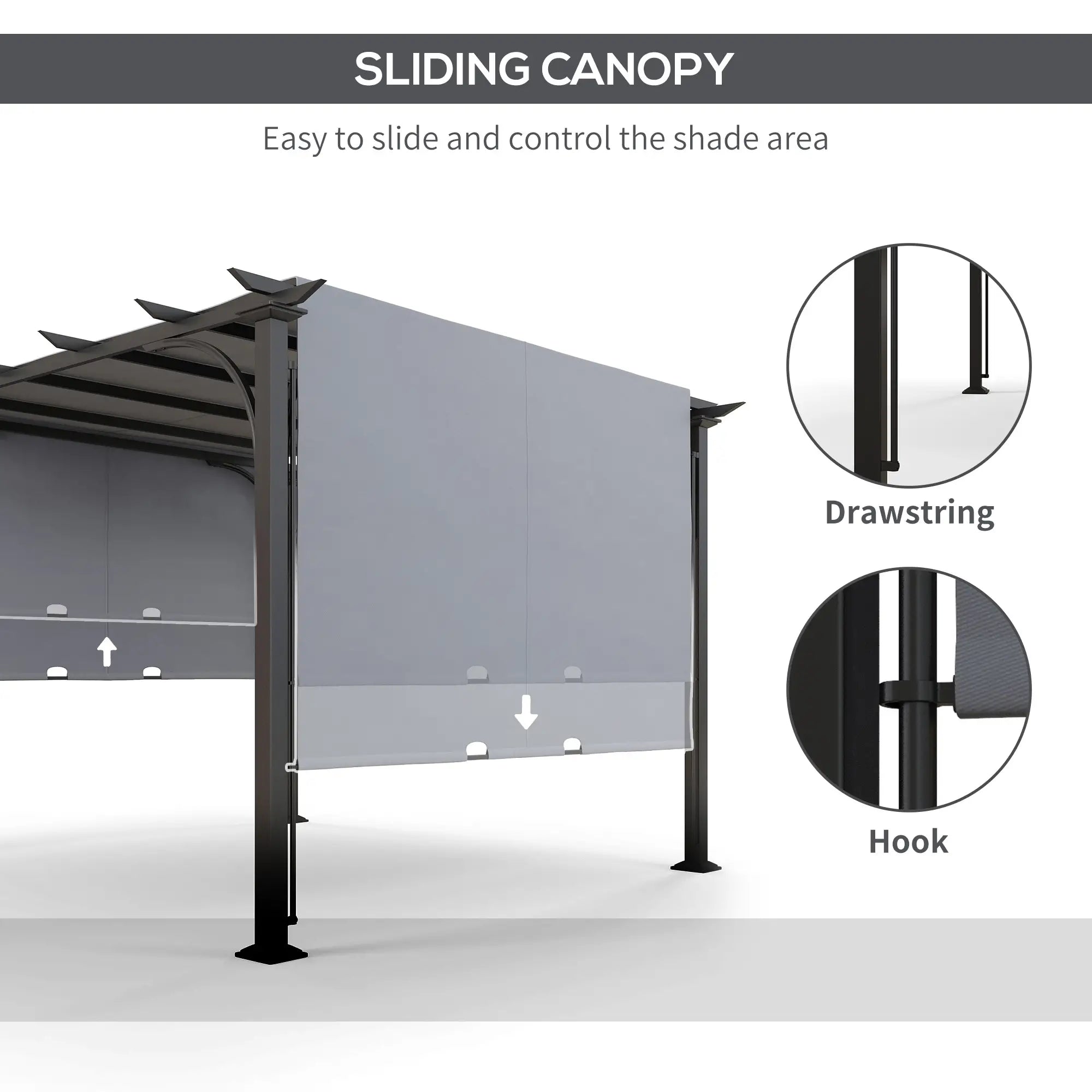 3 x 3(m) Outdoor Pergola, Garden Pergola Gazebo with Adjustable Canopy, Grey