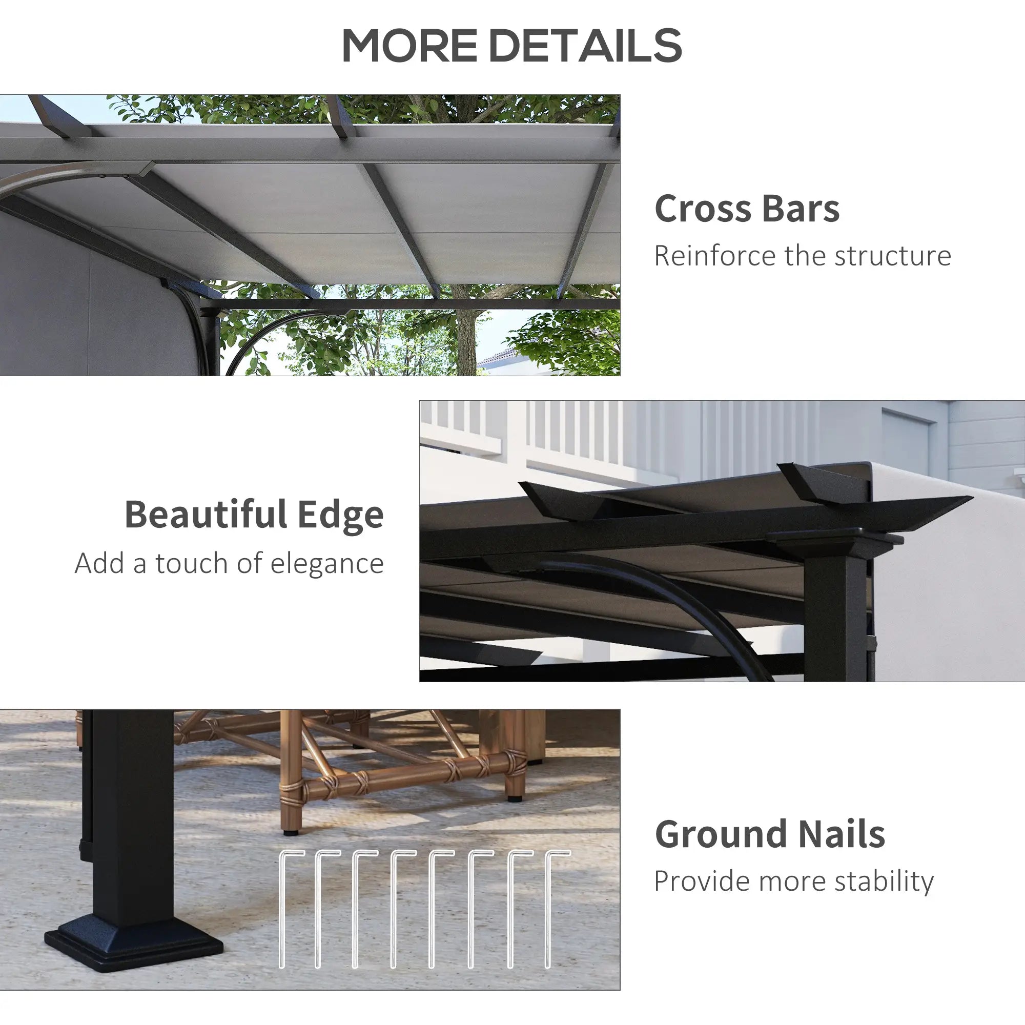 3 x 3(m) Outdoor Pergola, Garden Pergola Gazebo with Adjustable Canopy, Grey