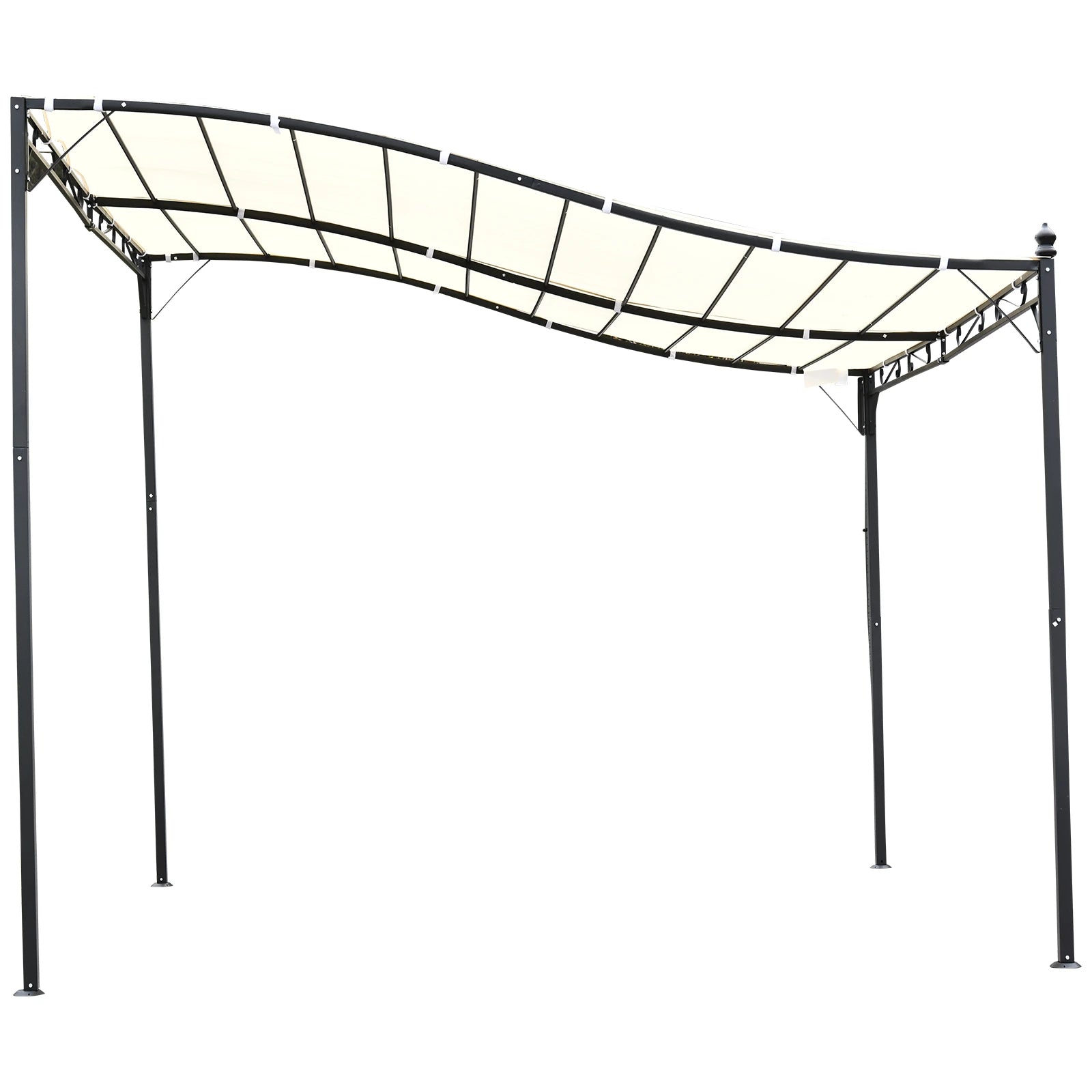 3x3 m Wall Mounted Garden Porch-Black/Cream White