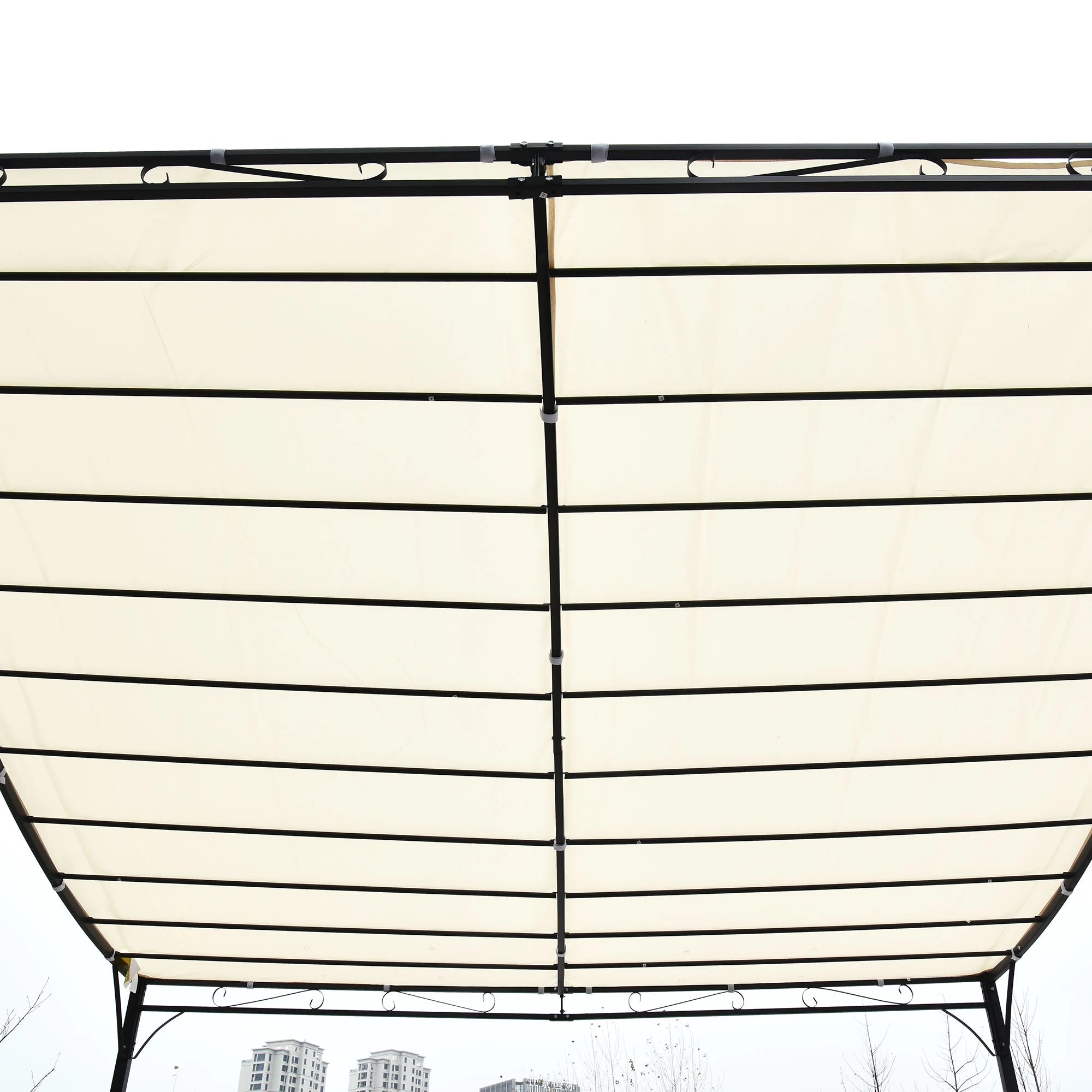 3x3 m Wall Mounted Garden Porch-Black/Cream White