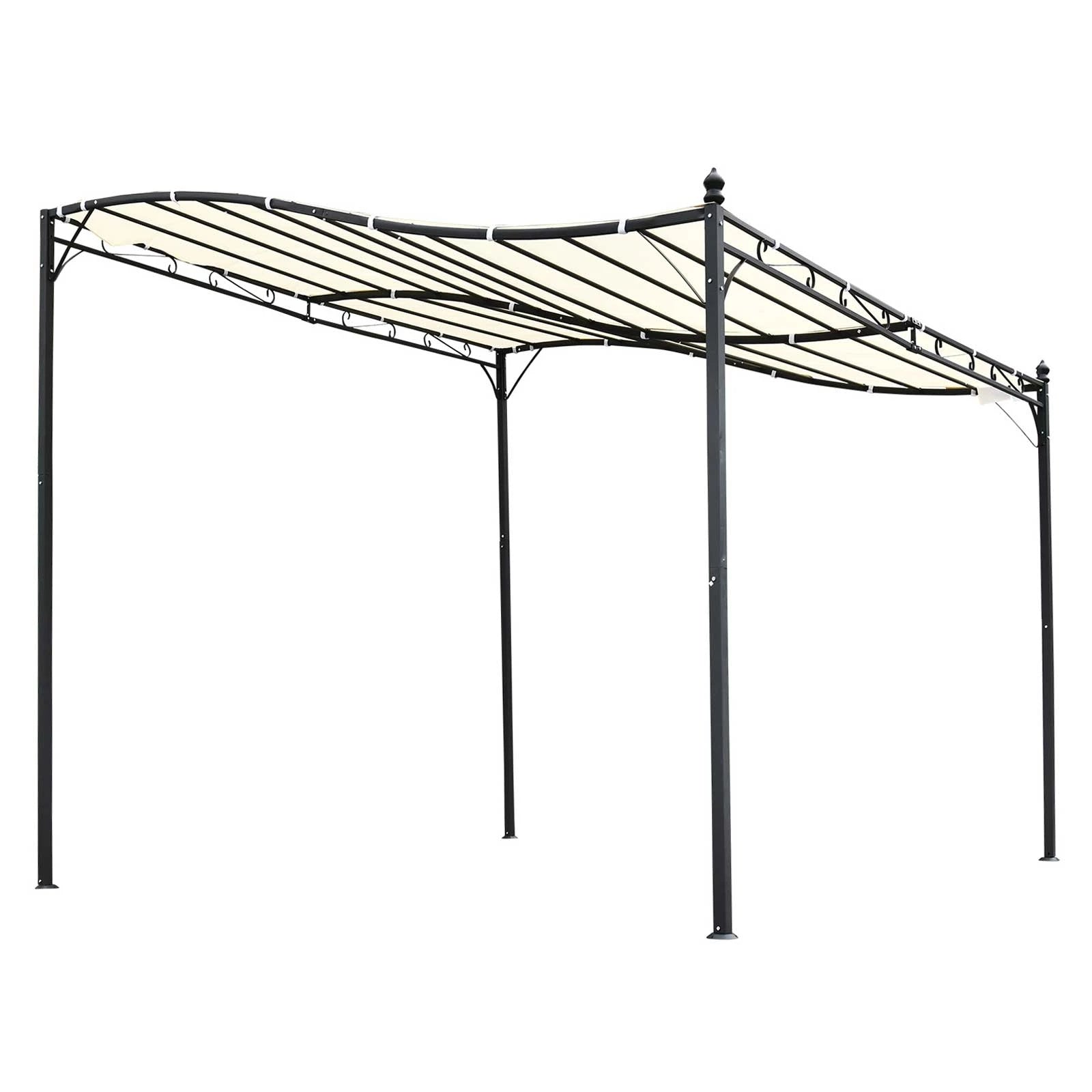 3x3 m Wall Mounted Garden Porch-Black/Cream White