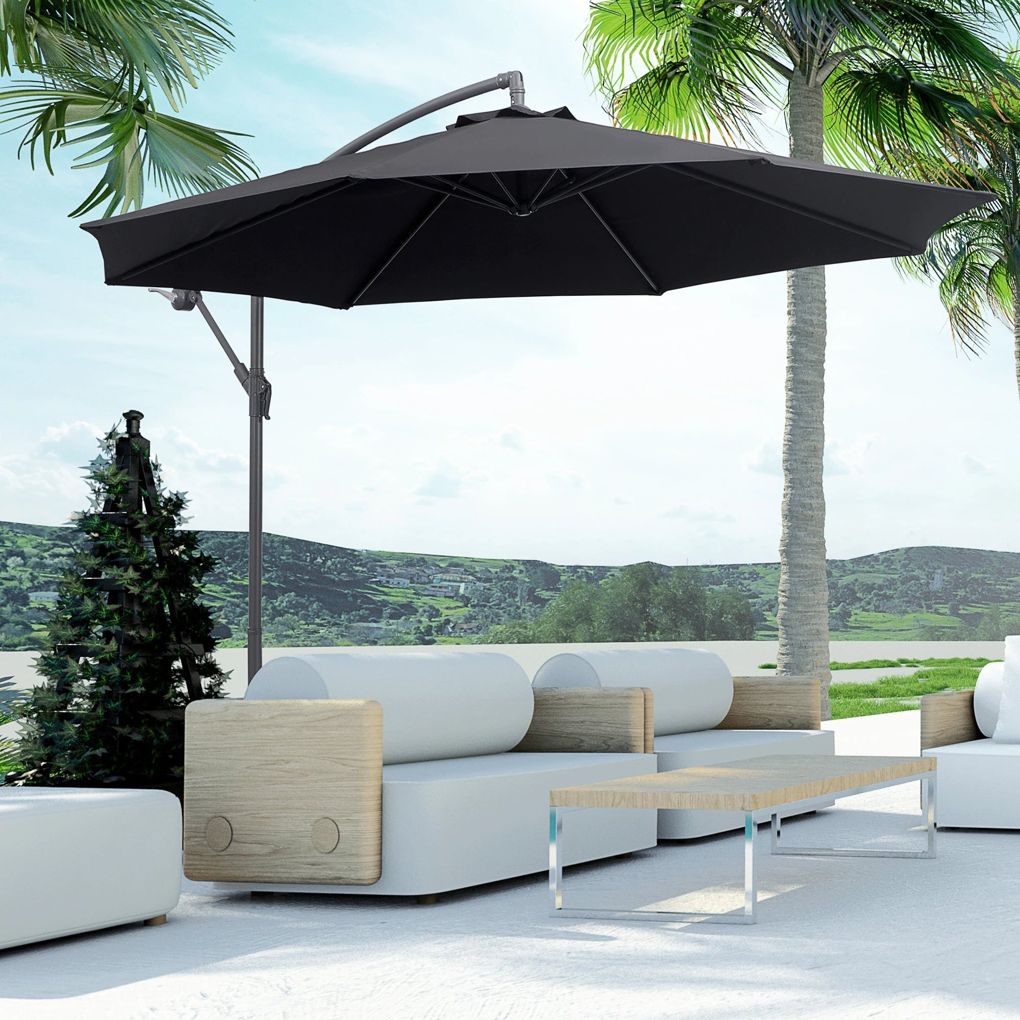 3 m Banana Parasol-Black