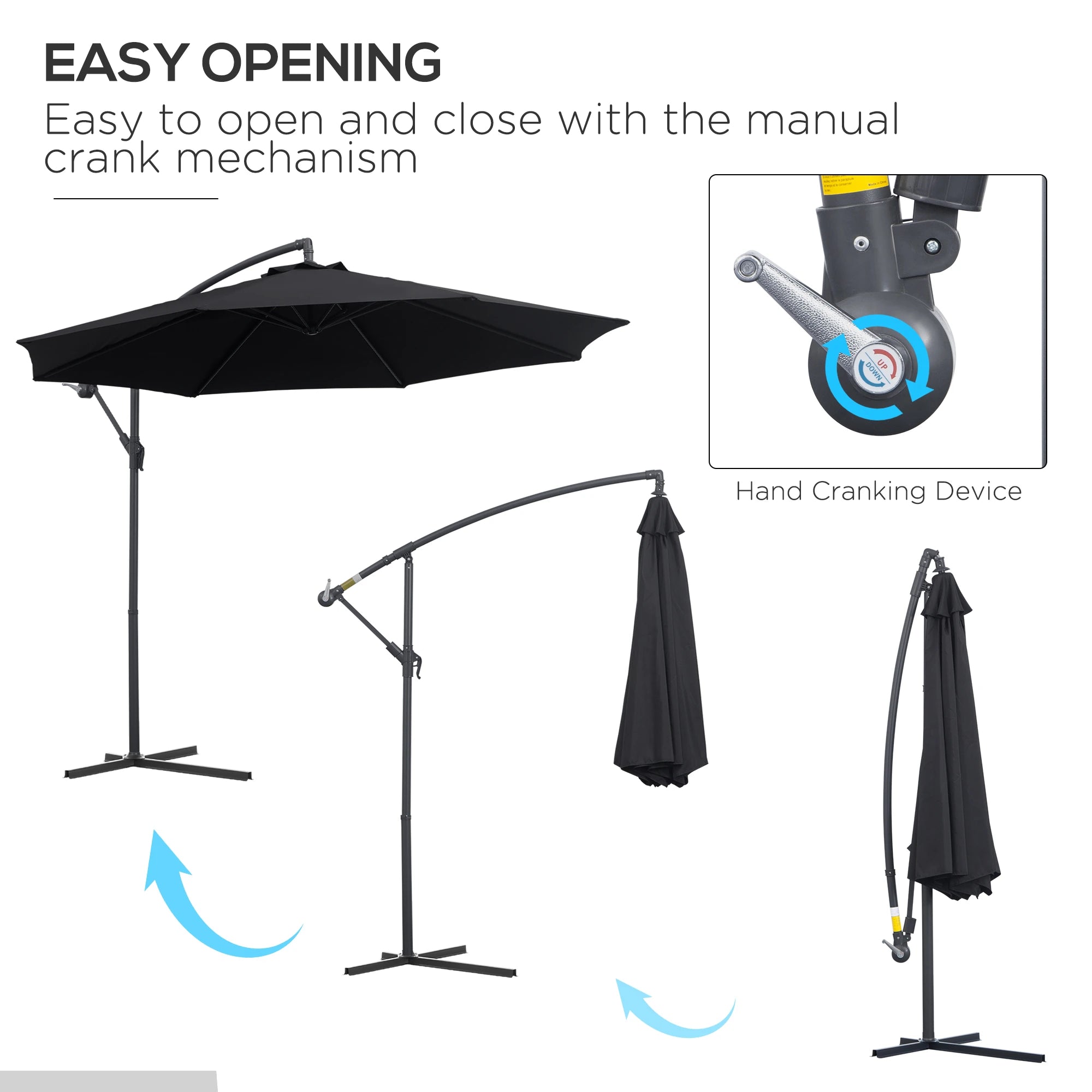 3 m Banana Parasol-Black