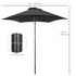 2m Garden Parasol Umbrella, Outdoor Sun Shade with 6 Sturdy Ribs for Balcony, Bench, Garden, Black