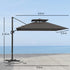 .5x3 m Garden Cantilever Parasol with Solar LED Lights and Centre Light, Aluminium Large Square Patio Umbrella, UPF50+ Hanging Sun Shade with Cross Base, Crank Handle and Tilt, Grey