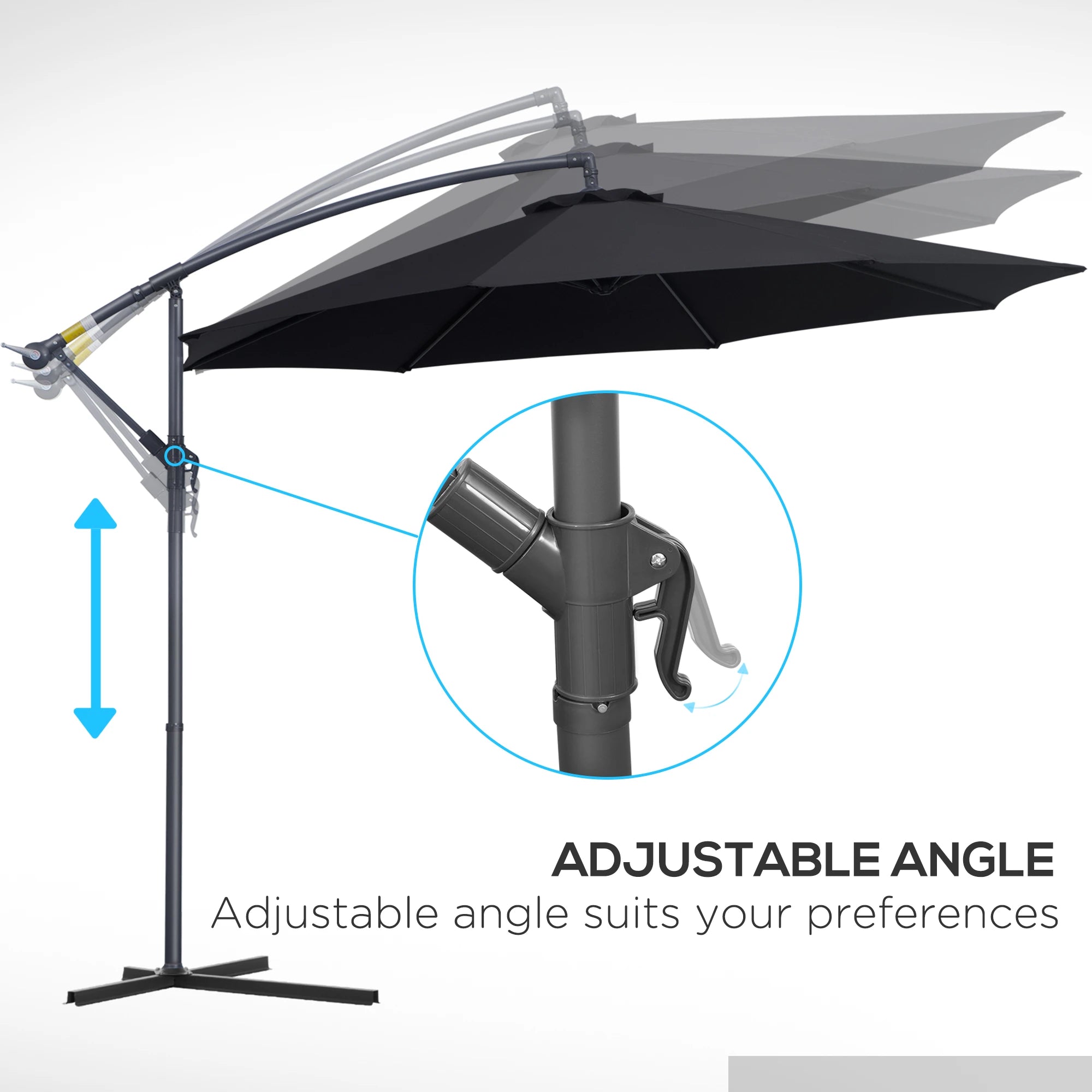 3 m Banana Parasol-Black