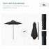 2m Garden Parasol Umbrella, Outdoor Sun Shade with 6 Sturdy Ribs for Balcony, Bench, Garden, Black