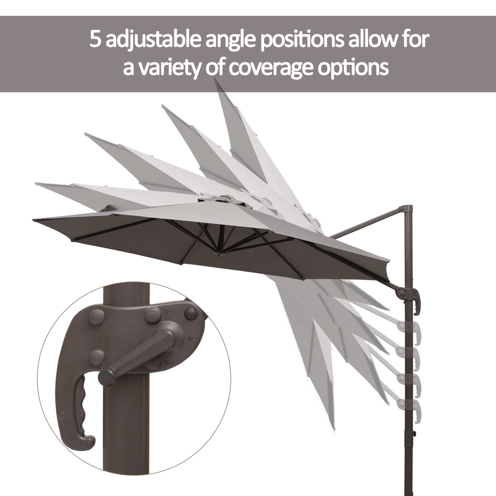 3m Cantilever Aluminium Frame Outdoor Garden Parasol Grey