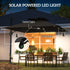 .5x3 m Garden Cantilever Parasol with Solar LED Lights and Centre Light, Aluminium Large Square Patio Umbrella, UPF50+ Hanging Sun Shade with Cross Base, Crank Handle and Tilt, Grey