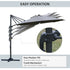 3(m) LED Cantilever Parasol Outdoor Sun Umbrella w/ Base Solar Lights Grey
