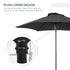2m Garden Parasol Umbrella, Outdoor Sun Shade with 6 Sturdy Ribs for Balcony, Bench, Garden, Black