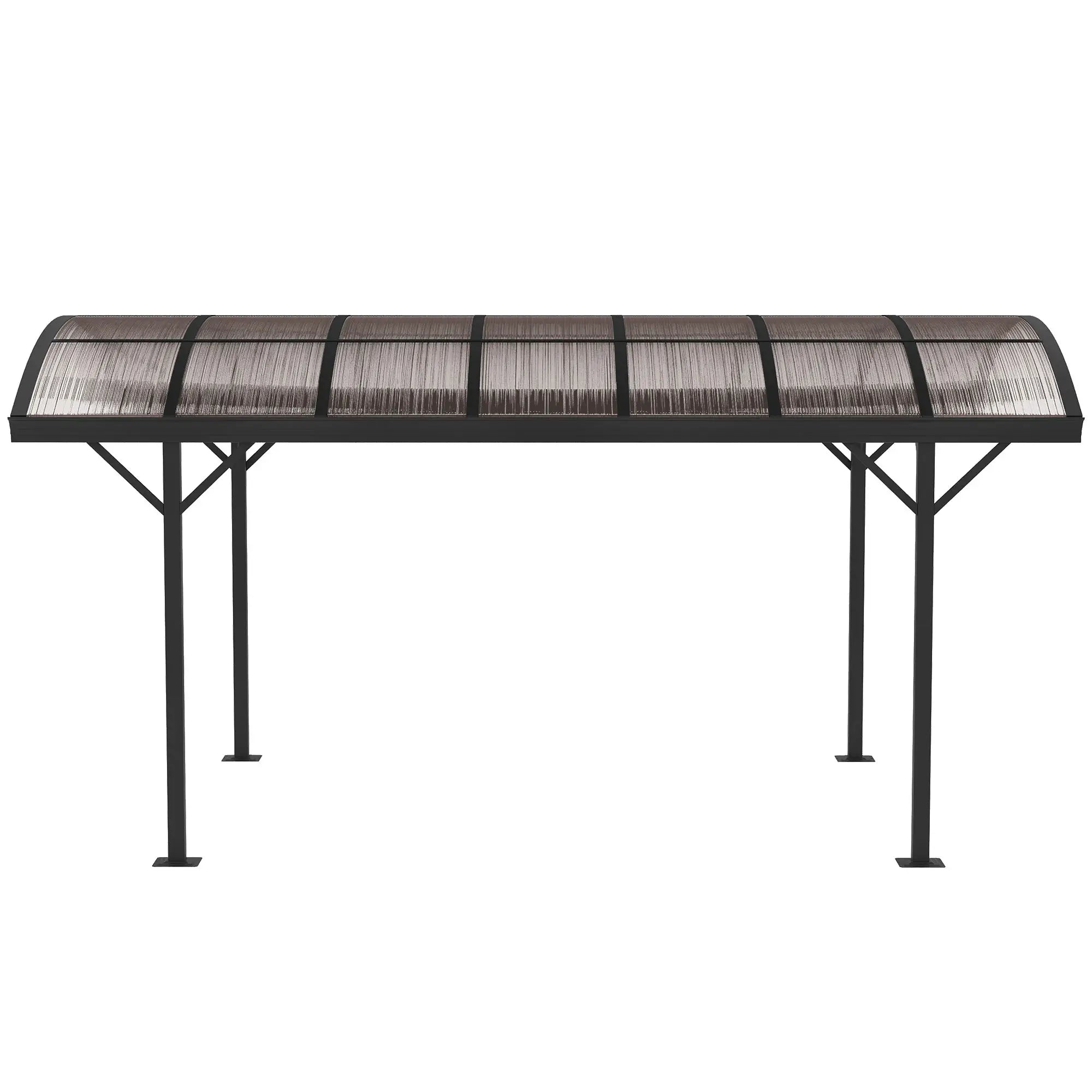 5 x 3(m) Hardtop Gazebo Aluminium Pavilion Carport Garden Shelter Pergola with Polycarbonate Roof, Brown