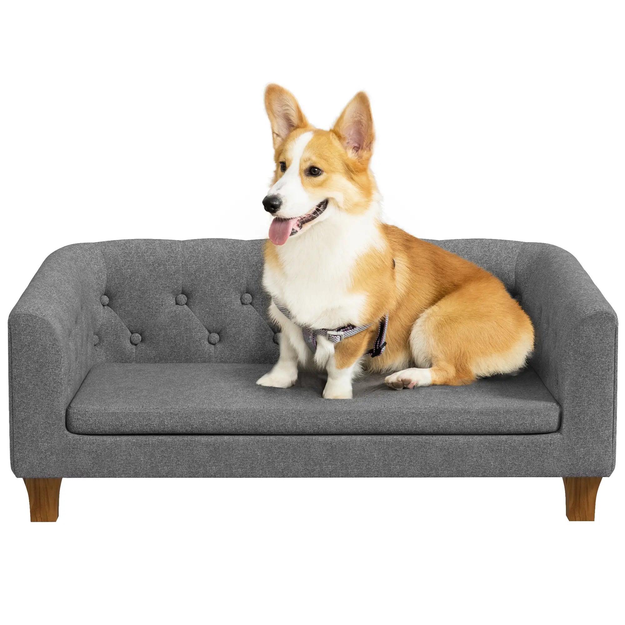 Dog Sofa Bed w/ Soft Cushion for Medium Dogs - Grey