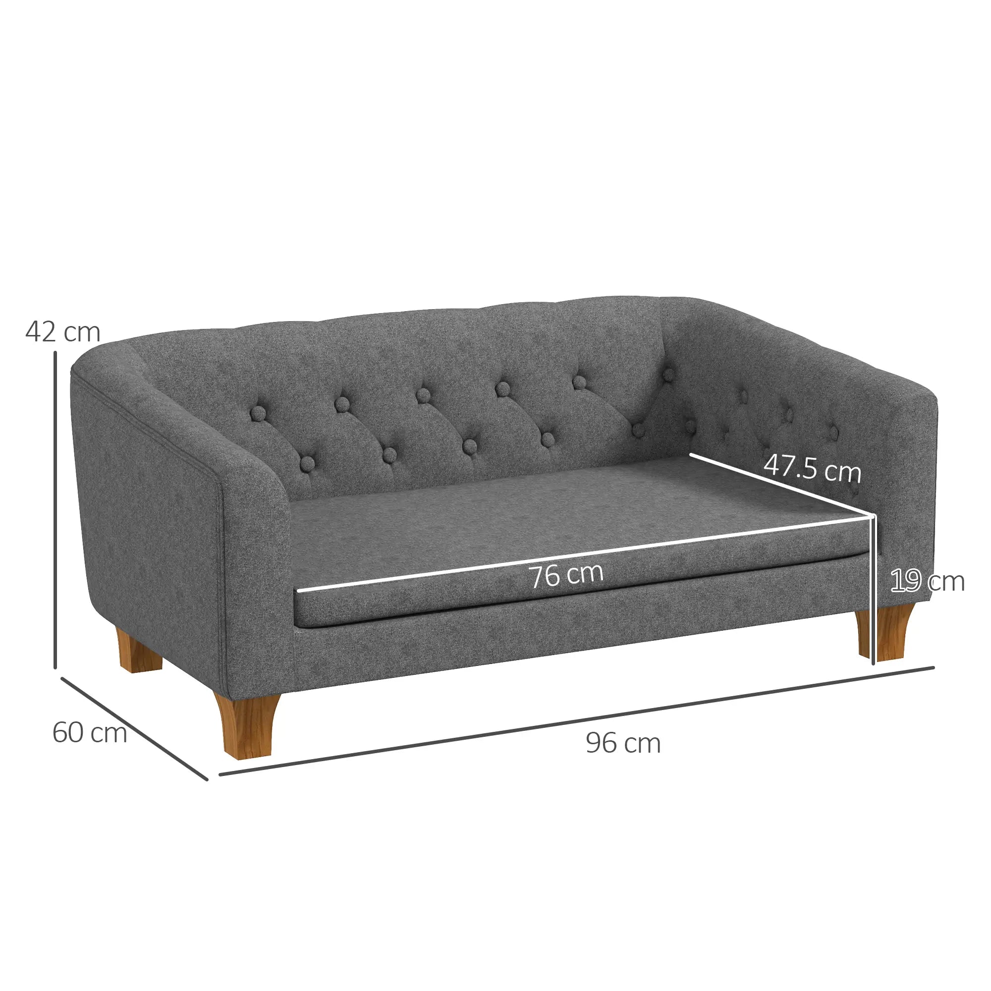 Dog Sofa Bed w/ Soft Cushion for Medium Dogs - Grey