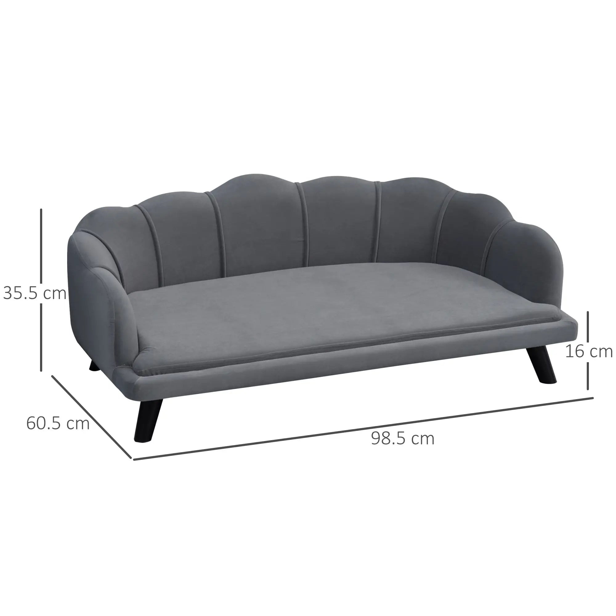 Dog Sofa, Pet Couch Bed for Medium, Large Dogs, with Legs, Cushion - Grey