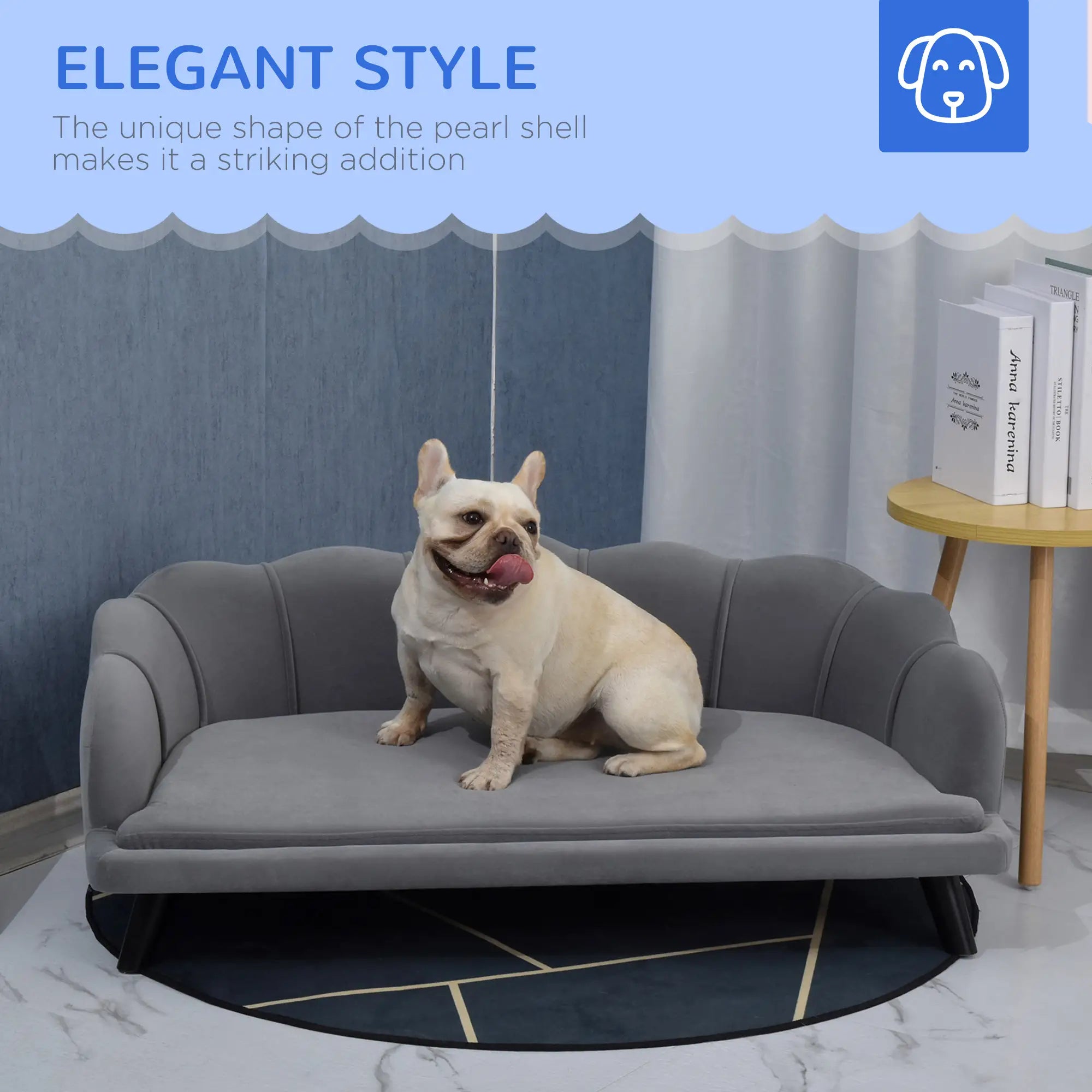 Dog Sofa, Pet Couch Bed for Medium, Large Dogs, with Legs, Cushion - Grey