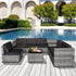 6-Seater Rattan Sofa Furniture Set W/ Cushions, Steel Frame-Grey