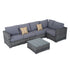 4 Pieces Rattan Garden Furniture Set, Wicker Outdoor Furniture Set with Corner Sofa Loveseat Coffee Table Cushions, Conservatory Furniture Set for Patio Balcony Poolside, Grey