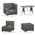9-Seater Garden Rattan Furniture 10 Pcs Rattan Corner Dining Sofa Set, Grey/Dusty Blue Cushion