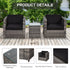 3 Pieces Rattan Bistro Set, Wicker Garden Furniture Set with Glass Top Coffee Table and Chairs, Thickened Washable Cushions for Outdoor, Patio, Balcony, Grey