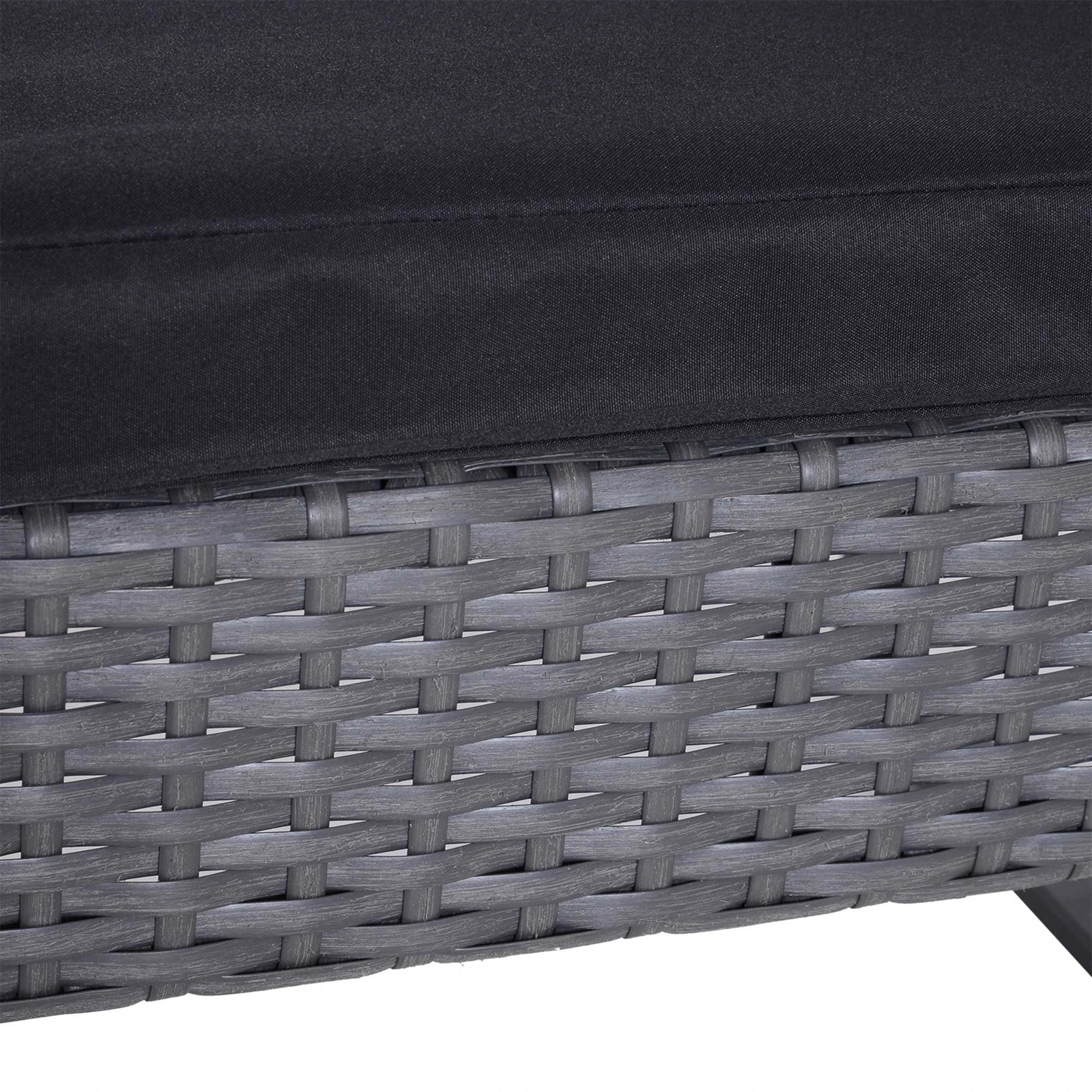 2 Seater Rattan Patio Set W/ Cushions-Grey/Black