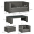 6PC Garden Rattan Sofa Set Bonzer Outdoor Furniture Patio Table Loveseat Stool Lounging Ottoman Aluminium Frame Wicker Weave Conservatory Grey