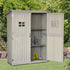 Wooden Garden Shed with Two Windows, Tool Storage Cabinet, Outdoor Double Door Organizer 127.5L x 50W x 164H cm, Grey