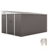 11.3 x 9.2ft Lean to Metal Garden Shed, Outdoor Galvanised Tool Storage House with Double Sliding Doors and 2 Air Vents, Grey