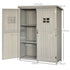Wooden Garden Shed with Two Windows, Tool Storage Cabinet, Outdoor Double Door Organizer 127.5L x 50W x 164H cm, Grey