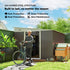 11.3 x 9.2ft Lean to Metal Garden Shed, Outdoor Galvanised Tool Storage House with Double Sliding Doors and 2 Air Vents, Grey