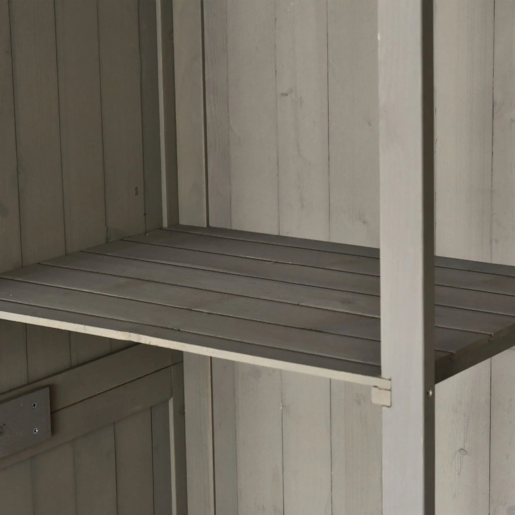 Wooden Garden Shed with Two Windows, Tool Storage Cabinet, Outdoor Double Door Organizer 127.5L x 50W x 164H cm, Grey