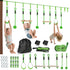 7-Piece Kids Zip Line Kit for Garden, 10m Kids Slackline Kit with Wooden Monkey Bars, Metal Rings, Gripping Balls, Green