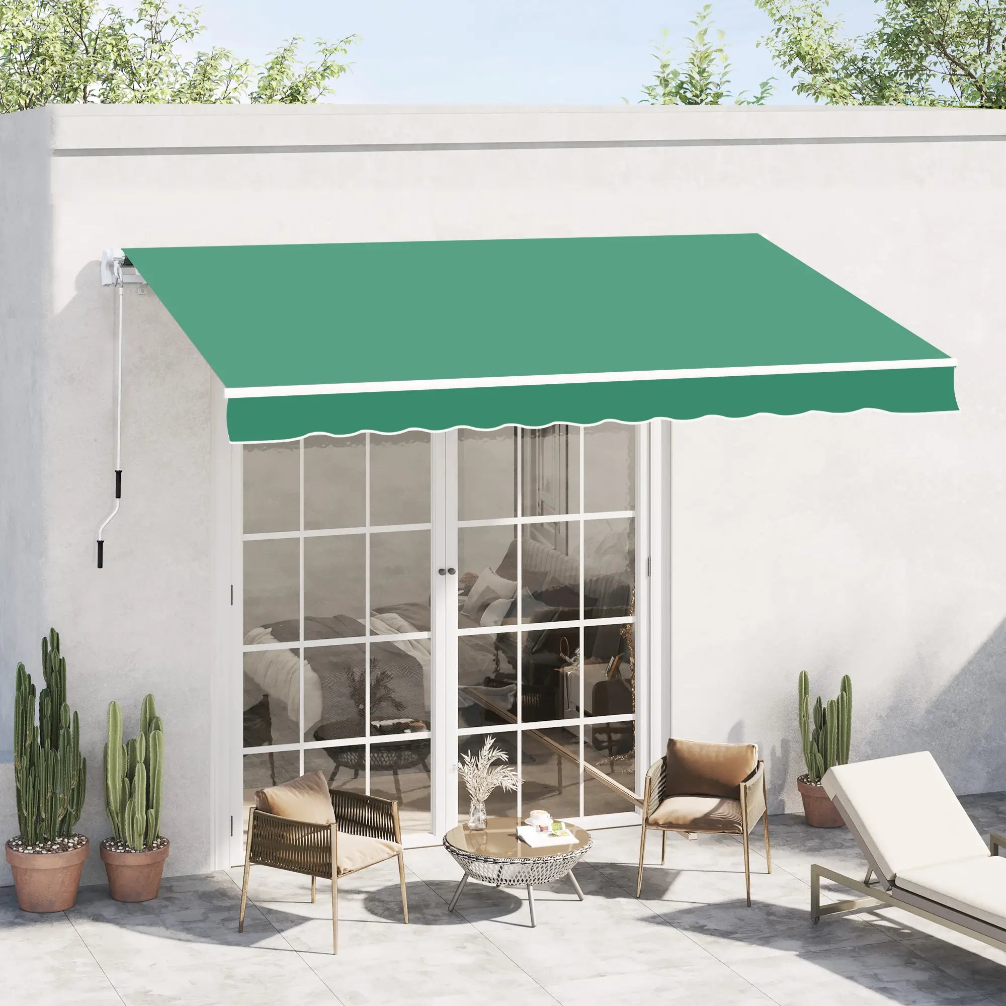 Manual Retractable Awning, size (4m x3m)-Green