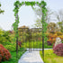 Garden Decorative Metal Arch with Gate Outdoor Patio Trellis Arbor for Climbing Plant Archway Antique Black - 108L x 45W x 215Hcm