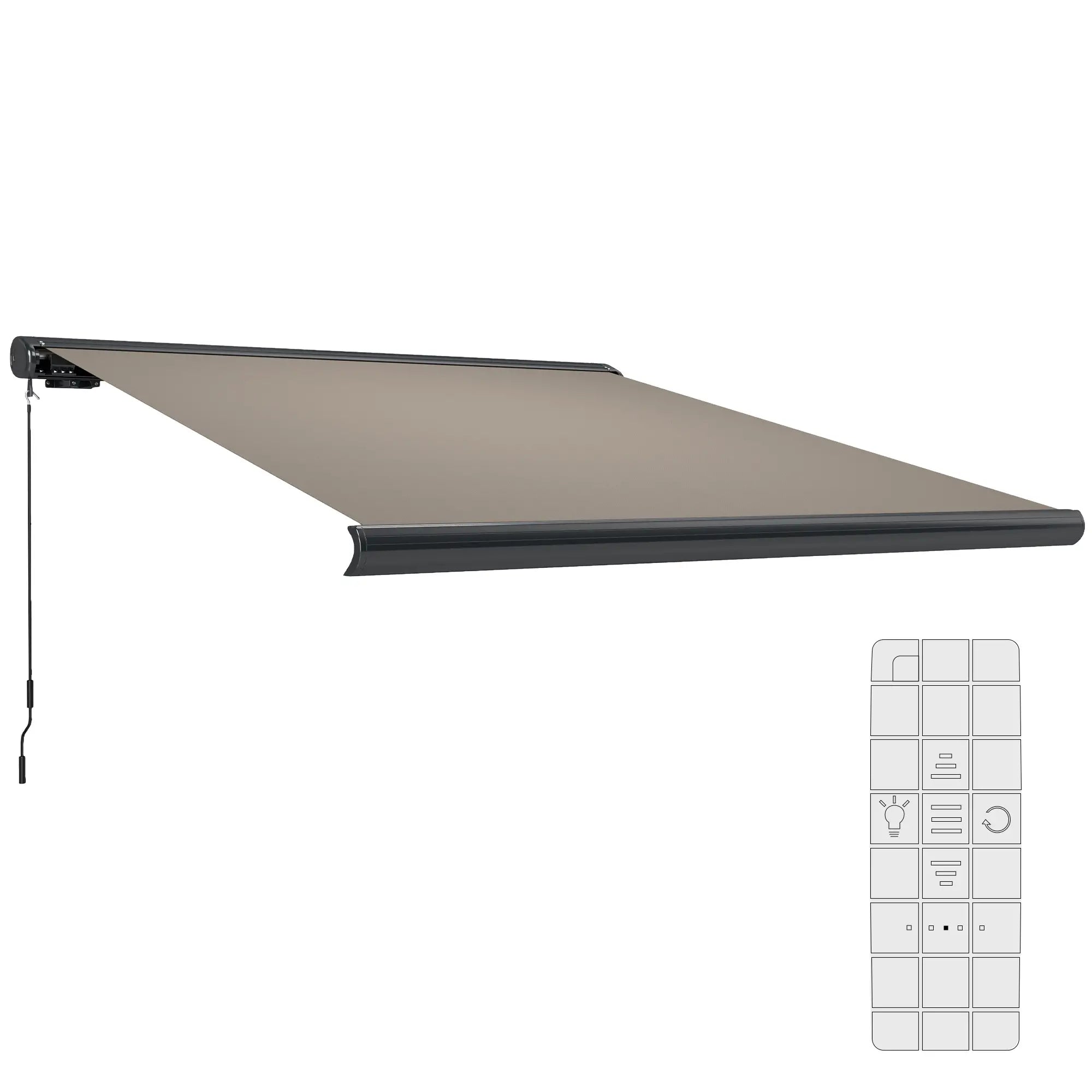 3 x 2.5 m Electric Awning with Remote Controller, Aluminium Frame DIY Retractable Awning, UV50+ Sun Shade Canopy for Garden Patio Deck Door Window, Light Grey