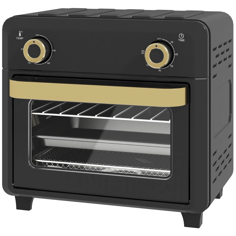 10L Air Fryer Oven, Mini Oven, Oil Free Cooking, Grill, Roast, Bake, with Adjustable Temperature, Timer, Dishwasher Safe, 1000W, Black