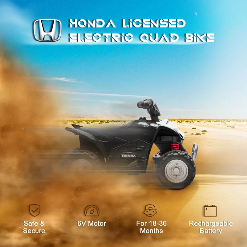 Honda Licensed Kids Electric Quad Bike, 6V ATV Ride On for Ages 1.5-3 Years, Black