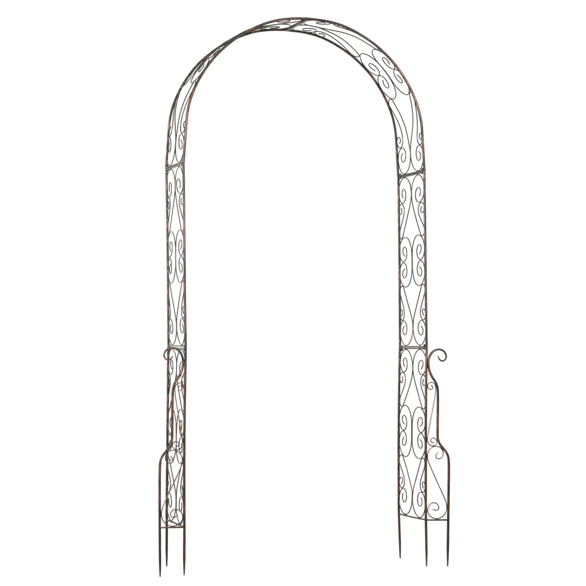 Metal Garden Arch Trellis, Decorative Arbour Archway for Walkway Path Ceremony Wedding Party, 120 x 30 x 226cm